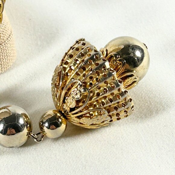 SPECTACULAR 50's BAUBLE GOLD TONE PENDANT W/BEAUTIFUL 24” GOLD TONE ROPE CHAIN - Picture 9 of 11